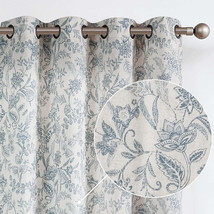 Floral Curtains Linen Farmhouse Curtains For Living Room 84 Inch Country... - £48.69 GBP