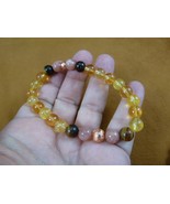 CJ-21 Amber citrine agate + tiger&#39;s eye beaded 8&quot; elastic bracelet jewelry - $11.77 CAD