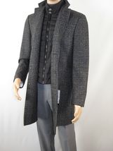 Men RENOIR Wool Blend Black White Plaid 3/4 Length Winter Coat W/Liner 43-18-095 image 7