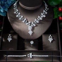 HIBRIDE Super Leaf Leaves Full AAA Cubic Zirconia Women Wedding Dress Necklace E - £55.07 GBP