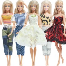 Doll Fashion Mix Casual Dress Party Gown Clothes And Accessories For Barbie Doll - £9.17 GBP