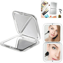 1 Double Sided Folding Mirror Compact Magnifying Travel Cosmetic Makeup ... - $20.99