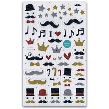 CUTE MUSTACHE GLITTER STICKERS Sheet Kid Craft Scrapbook NEW Sticker Mou... - $47.18 MXN