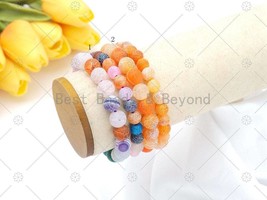 Natural Multicolor/Orange Fire Agate Stretchy Bracelet - £3.17 GBP+