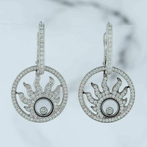 1.40Ct Round Diamond 14k White Gold Finish Happy Sun Design Drop Dangle Earrings - £79.21 GBP