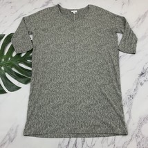 Pure J Jill Shift Dress Size L Gray Black V-Neck Stretch 3/4 Sleeve Ribbed - $27.71