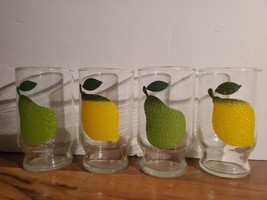 Set of 4 Vintage 1950’s MCM Drinking Glasses 4&quot; Textured Fruit Glass Juice READ - £41.91 GBP