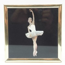 Vintage Reverse Printed Ballerina Dancer in Gold Frame - £27.09 GBP