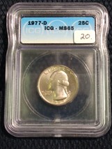 1977-D Washington Quarter 25¢ ICG Certified MS65 Gem Brilliant UNC - £12.53 GBP