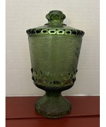 Vintage Brockway Glass Monterey Avocado Candy Dish with Lid - $350.04 MXN