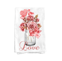 Valentine`s Day Mason Jar &quot;Love&quot; 100% Cotton Kitchen Hand Drying Dish Towel - $11.83