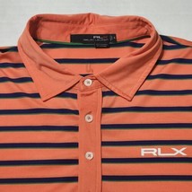 RLX Ralph Lauren Shirt Mens XL Polo Orange Blue Striped Short Sleeve Per... - $28.70