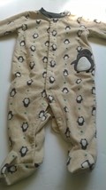 Carters 3-6 months Girls Fleece Footed Sleeper Tan Penguins & Stars Snap Buttons - $9.32
