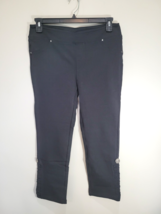 Soft Surroundings Shorewood Pull On Crop Pants Sz M Black Straight Ruche... - $21.80