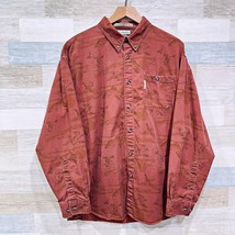 Columbia Vintage River Lodge Fly Fishing Shirt Red Button Down Cotton Me... - $49.49
