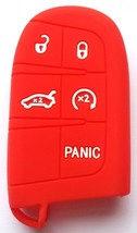 5 button RED Silicone Remote Smart Key Fob Case Cover Chrysler Jeep &amp; Dodge - £10.44 GBP