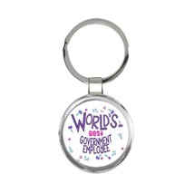 Worlds Best Government Employee : Gift Keychain Great Floral Profession Work Job - £6.38 GBP