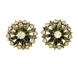 Elegant Vintage Austrian Crystal Star Flower Clip-On Earrings - £52.72 GBP