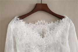 White Off-Shoulder Long Sleeve Floral Lace Top Bridal Plus Size Lace Crop Top image 2