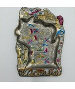 Vintage Decorative Metal Wisconsin State Souvenir Ashtray Japan  - $24.28 CAD