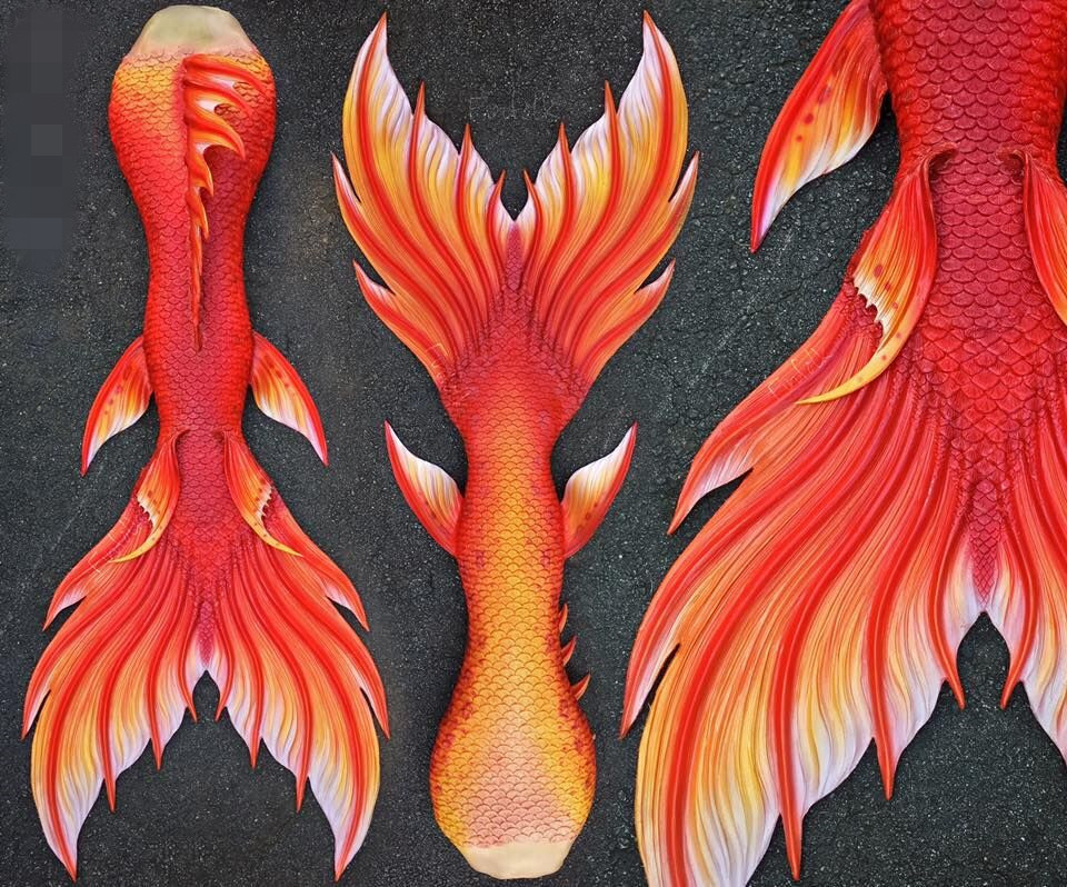 2022 HOT Swimmable Mermaid Tail With Monofin Red Tail Photo Prop Swimming suit