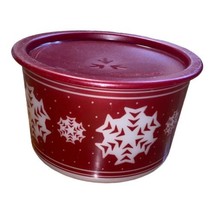 Tupperware One Touch B Christmas Winter Red Snowflake Canister Red Lid #... - $7.00