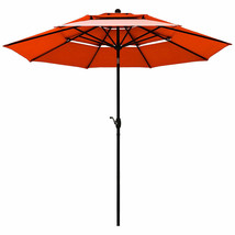 10ft 3 Tier Patio Umbrella Aluminum Sunshade Shelter Double Vented without Base - £136.98 GBP