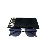 Quay Australia Big Time Round Sunglasses Black Navy Polarized 48MM - $83.16