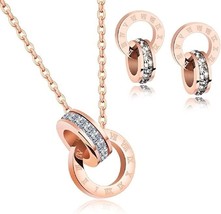 Crystalline Azuria Women 18ct Rose Gold Plated White Crystals Round Jewelry Set - £262.36 GBP