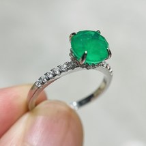 18K Gold Ring for Women Natural 1 Carat Emerald with Diamond Fiine Jewelry Anill - £19.00 GBP