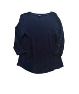 Talbots Navy Blue 3/4 Sleeve Sweater Top With Button Accents Size L - €15,42 EUR