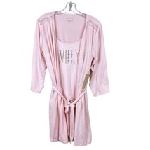 NWT Rae Dunn Sleepwear Set 3 Pieces Wifey Est  2022 Cami Shorts Robe Size S Pink - £31.53 GBP