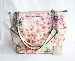 Dana Buchman Julia Faux Leather Pink Floral Tote Bag w/Chain Straps - $45.87