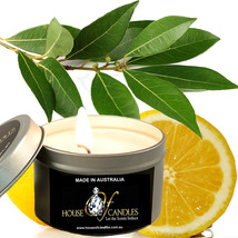 Eucalyptus &amp; Lemon Scented Tin Candles Hand Poured Vegan Friendly Eco Soy - £15.01 GBP+