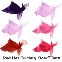 Sheer Chiffon 3 Scarf Set - Red Hat Society - Purple, Red, Lilac, &amp; Pink... - £18.87 GBP
