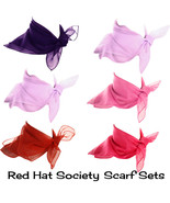 Sheer Chiffon 3 Scarf Set - Red Hat Society - Purple, Red, Lilac, &amp; Pink... - £18.83 GBP