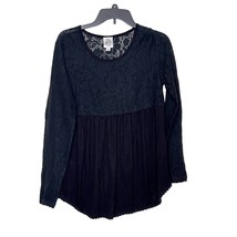 Ivy Jane Women Top Tunic Baby Doll Floral Lace Long Sleeve Ruffles Black XS - £23.34 GBP