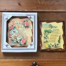 Vintage Lot of 2 Decoupaged Mini Wood Plaques with ROCKABYE BABY and THE... - $8.59