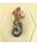 Vintage Sterling Silver Colorful Swarovski Crystals Lizard Pendant Signe... - $84.15