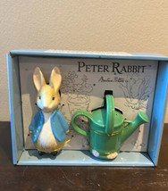 New PETER RABBIT Beatrix Potter Bunny &amp; Watering Can Salt &amp; Pepper Shaker Set  - £23.97 GBP