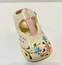 Antique Ceramic Baby Shoe Figure Mini Planter Handpainted Floral 3.75x1.75x2&quot; - £12.30 GBP