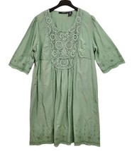 Denim 24/7 Shift Dress Womens 22W Cotton Crochet Accent Embroidered Scal... - £24.91 GBP