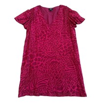 Paige Fuchsia Pink Animal Print Dress Mini Shift Fit Flowy Size Large Wo... - £25.26 GBP