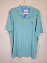 Southern Tide Mens Sea Foam Green Striped Short Sleeve Pima Cotton Polo Shirt XL - £10.95 GBP