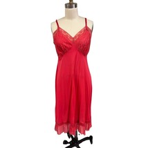 Retro vtg 50s Luxite Holeproof Full Slip Warm Rosy Pink Lace Pleats Sz 3... - $132.76