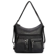 Women Washed PU Leather Travel Backpack Female Bagpack School Shoulder Hand Bags - £43.43 GBP