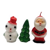 Vintage Christmas Candle Set Colonial Candles Santa Claus Snowman Christmas Tree - £16.27 GBP
