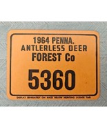 1964 Penna Antlerless Deer 5360 Forest Co Cardboard Hunting License Penn... - £20.29 GBP