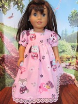 homemade 18&quot; american girl/madame alexander PINK OWL nightgown doll clothes - £14.21 GBP