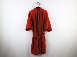 Vtg 70s Streetwear Mens OSFA Sun Faded Velvet Velour Belted Bath Robe Or... - £47.42 GBP